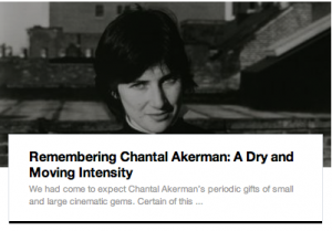 Logo for event showing picture of Chantal Akerman