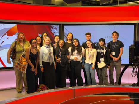Hunter College students visit BBC headquarters in London.