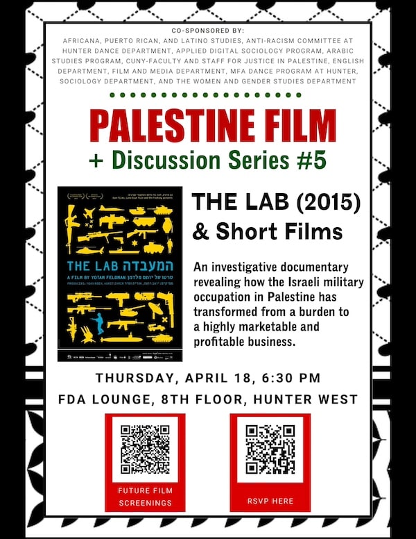 Palestinian Film Series presents: THE LAB (2015) & Short Films