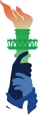 logo of hands holding up a torch