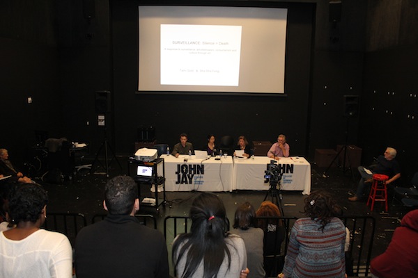 Photo of Snowden symposium with panelists