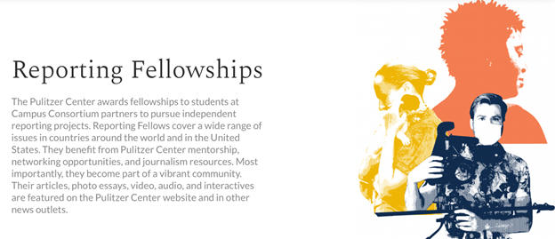 Picture containing the Pulitzer Center's fellowship information.