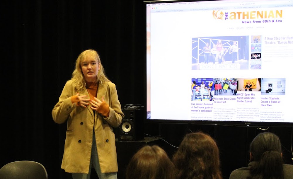 Henson discusses her Pulitzer Fellowship experience at a Journalism Department luncheon last fall. Photo: Kalli Siringas