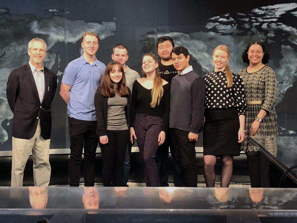 Hunter Journalism students visiting the ABC News' main TV studio.