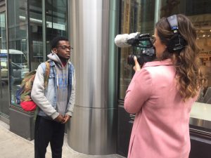 Hunter student Seon Pollard was interviewed by Bloomberg's @TicToc during a group tour of the news organizations headquarters.