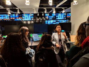 Hunter students visited ABC News with Olivia Leach, a CUNY Journalism School grad who serves as executive assistant to the producer of World News Tonight with David Muir. 