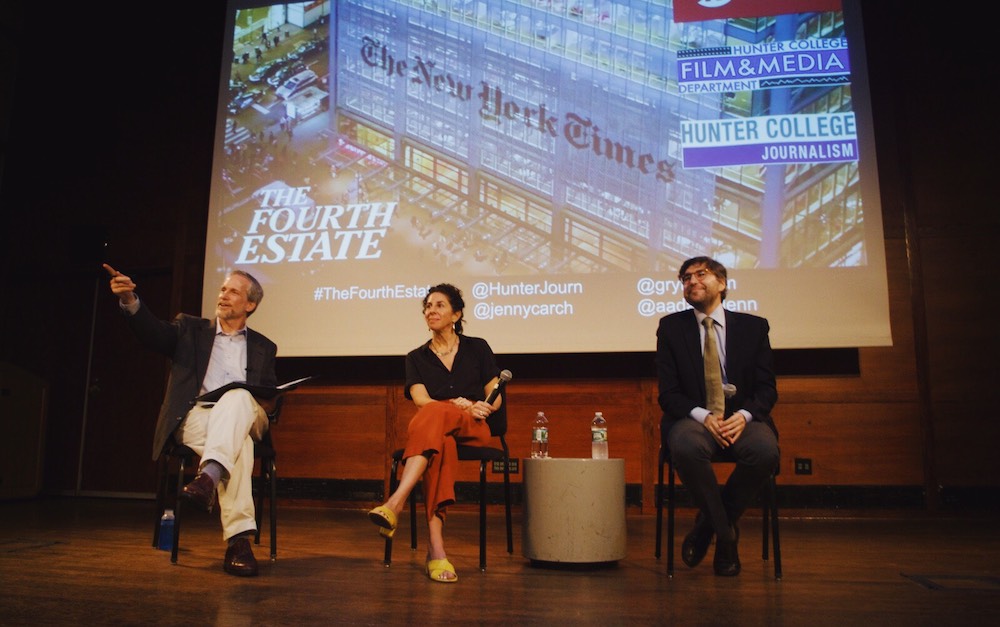 Panelists Adam Glenn, Jenny Carchman and Michael Grynbaum