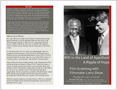 Poster for RFK in the Land of the Apartheid and additional information about Larry Shore