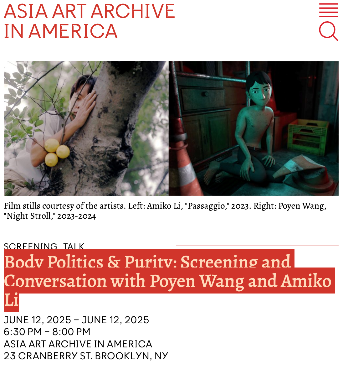 Poyen Wang screening and talk at AAIA